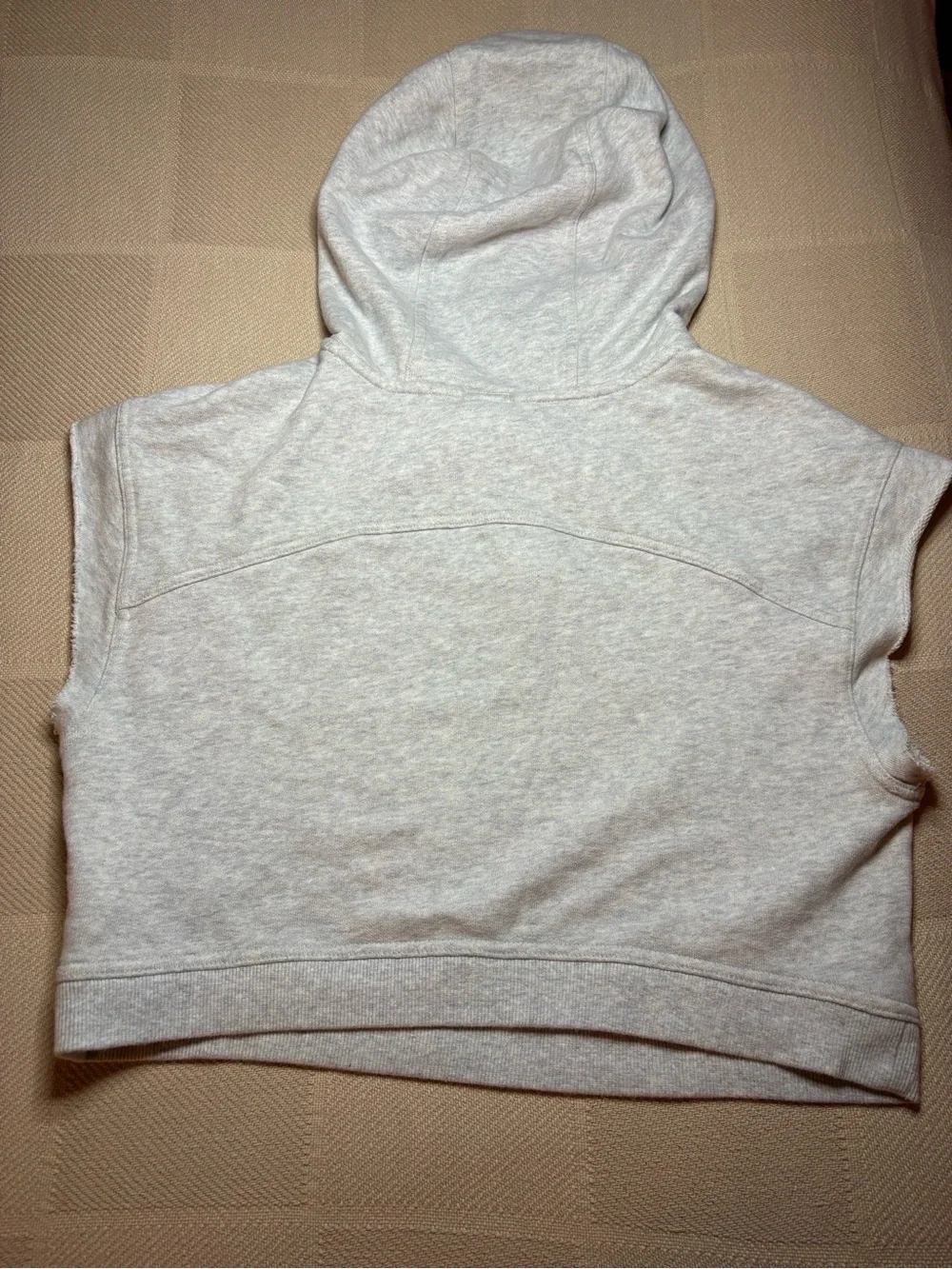 aerie Gray Cropped Sleeveless Hoodie with 'OFFLINE' Graphic